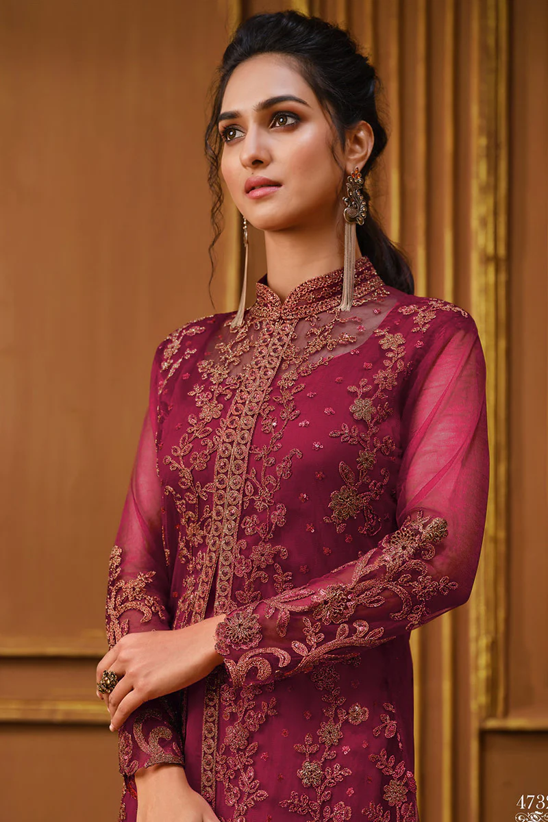 Wine Maroon Embroidered Anarkali Suit - Image 2