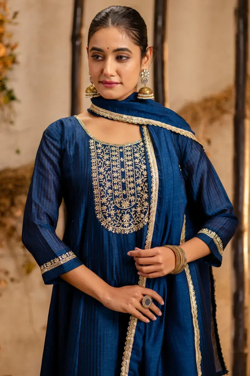 Silk Blend Anarkali Kurta Set - Image 2