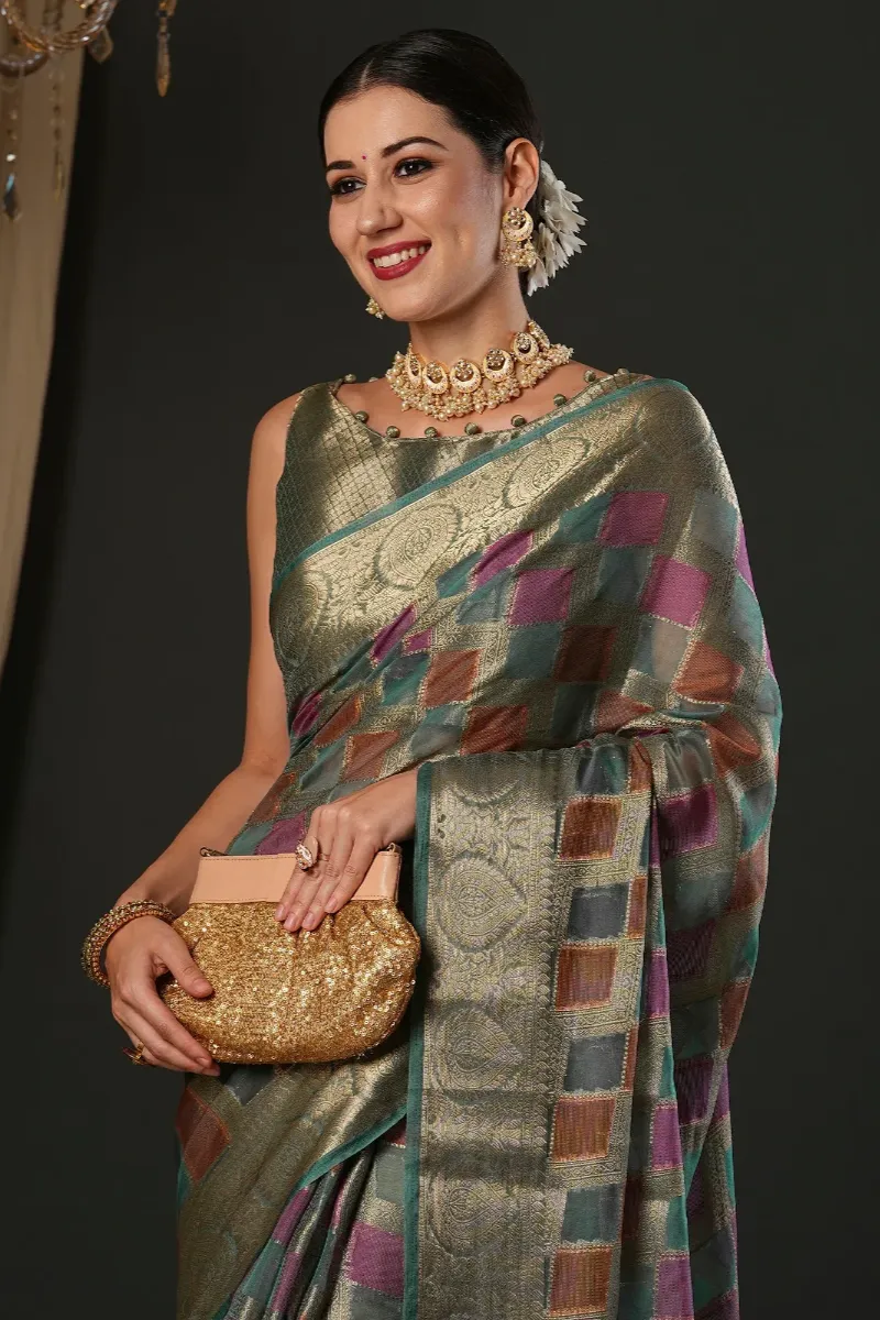 Woven Design Organza Saree - Image 2